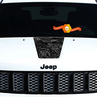 2011-2018 Jeep Grand Cherokee Hood Graphic Decal Blackout Topographic Map