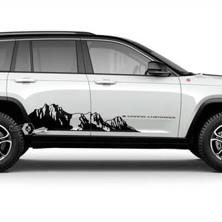 Pair 2023+ Jeep Grand Cherokee Trailhawk Doors Mountains Graphic Decal 