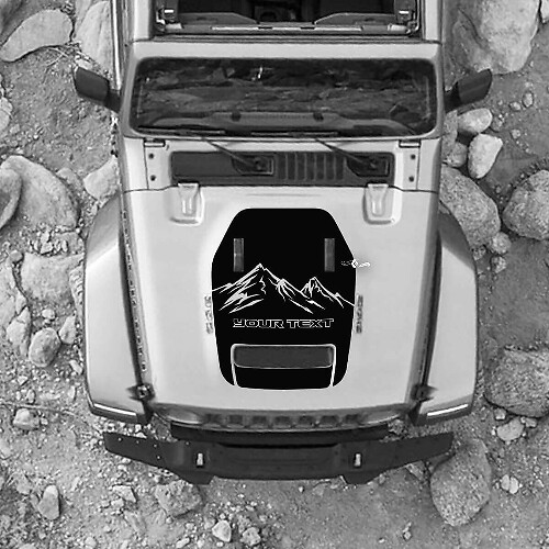 Mountains Custom Text Hood Vinyl Sticker Graphic Decal for Jeep Wrangler Rubicon