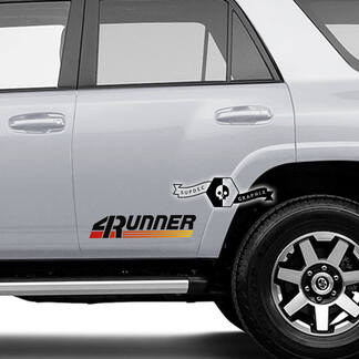 2 x 4Runner 2023 + Doors Vinyl Logo Sunset Mountain Decals Stickers for Toyota 4Runner TRD 