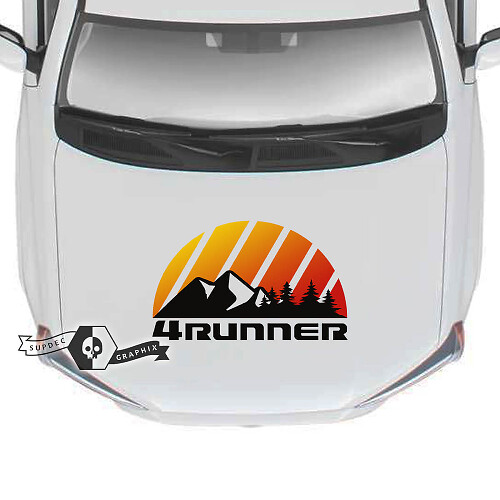 Hood 4Runner 2023 Old School Sunset Vinyl Mountains Forest Decals Stickers for Toyota 4Runner TRD Colors