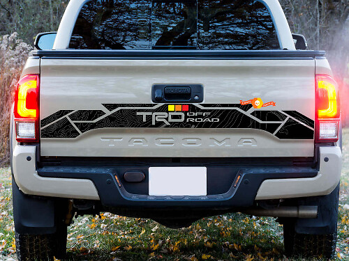 TRD Topographic Style Tailgate Vinyl Decal Sticker for Toyota Tacoma 2016-2024