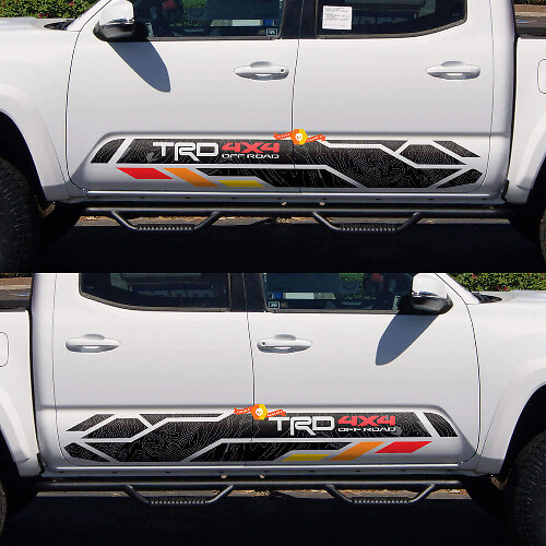 TRD 4x4 Off Road Topographic Side Door Vinyl Decal Sticker for Toyota Tacoma 2005-2020