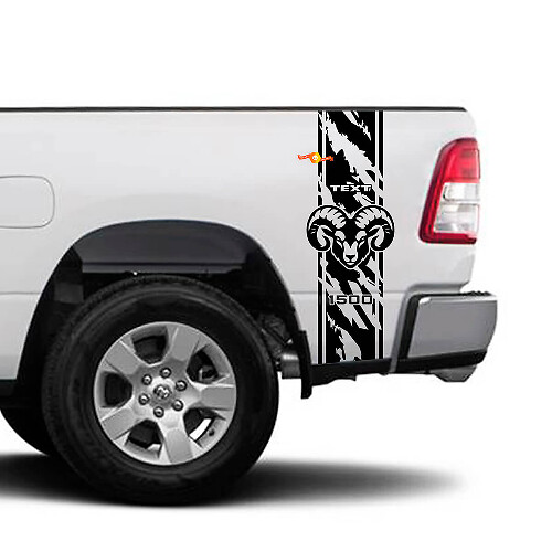 Hemi Distressed Style Stripe Bedside Vinyl Decal Sticker for Dodge Ram 1500