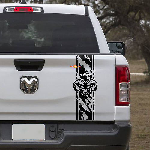 Hemi Distressed Style Stripe Tailgate Vinyl Decal Sticker for Dodge Ram 1500