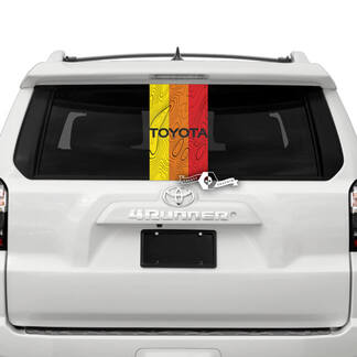Toyota Windshield Rear Window Topographic Map SunSet TriColor Stripes Vinyl Logo Decals Stickers for Toyota
