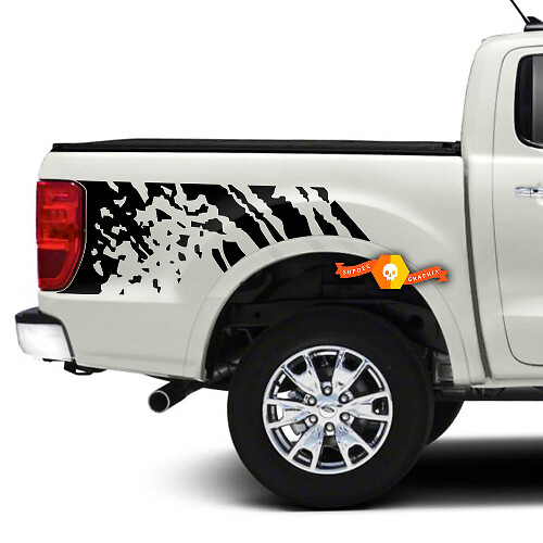 Pair Side Stripe Bed Destroyed Wrap Decals Graphics Vinyl Sticker for Ford F-150