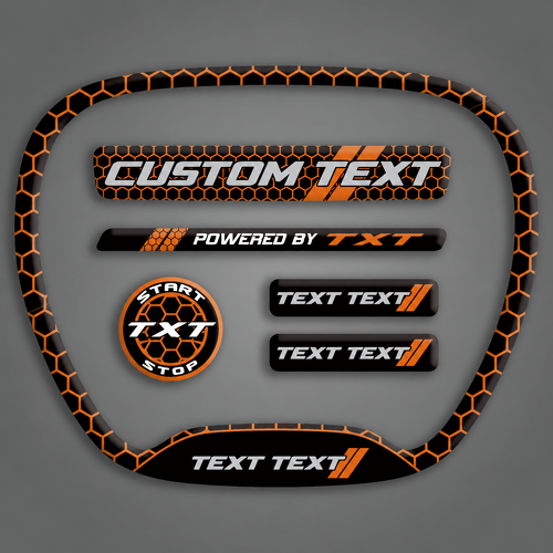 SRT Scat Pack Style CUSTOM TEXT TXT TEXT TEXT Cinnamon Orange Domed Interior Set Steering Wheel Engine Start Button Key Fob Vinyl Decal Sticker for Dodge Challenger 2015-2023