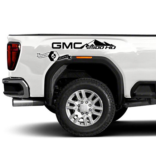 GMC Logo Mountain Style Bedside Vinyl Decals Set for GMC Sierra 2500HD 2022-23