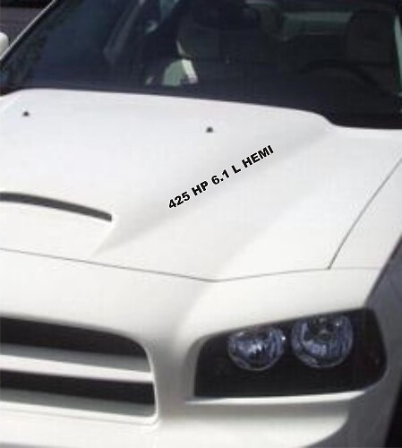 425HP 6.1L HEMI Hood Lettering Vinyl Decals for Dodge Charger Challenger Ram SRT8 