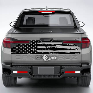 Rear Hyundai Santa Cruz 2023 Lines USA Flag Destroyed Vinyl Tailgate Decal Sticker Graphics