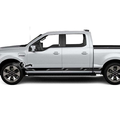 Pair Rocker Panel Geometry Stripes Decals for Musclecar truck Lightning