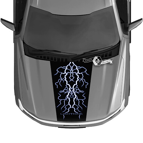 Hood Blackout Dual Lightning Decals for Ford F-150 Lightning