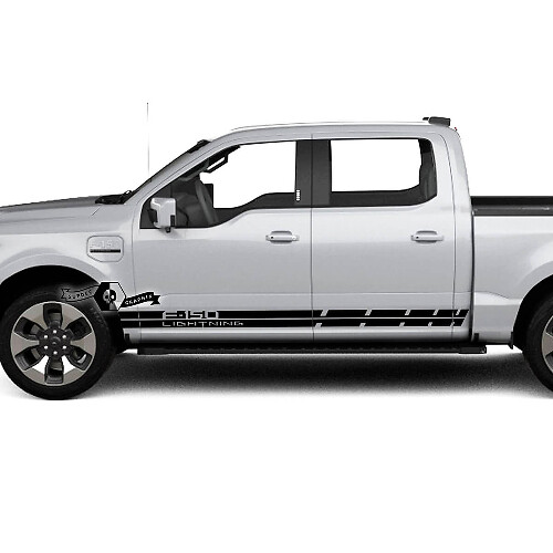 Pair Ford F-150 Lightning 2022 2023 Rocker Panel Lines Stripes Body Decals Side Stickers Graphics Vinyl