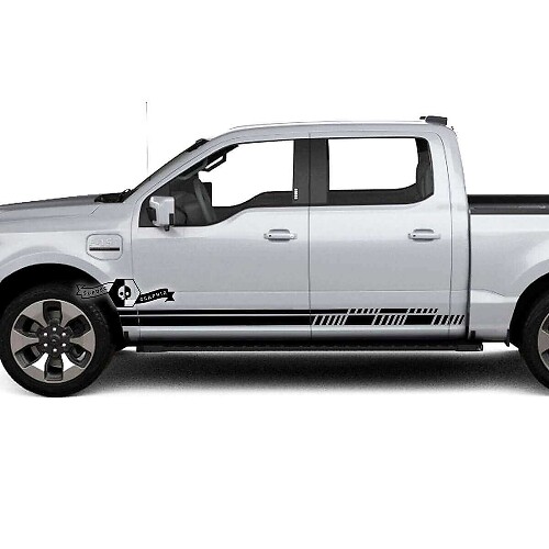 Rocker Panel Stripes Body Decals Graphics Vinyl Supdec Design for Musclecar truck Lightning