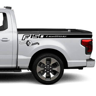 Pair Ford F-150 Lightning 2022 2023 Logo Fender Bed Lines Stripes Body Decals Side Stickers Graphics Vinyl Supdec Design