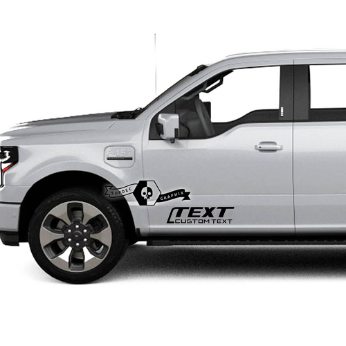 Text Custom Text Italic Lower Side Door Vinyl Lettering Decal Pair for Musclecar truck Lightning