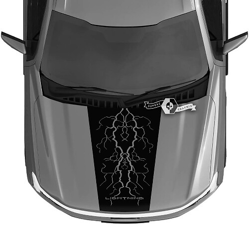 Hood Blackout Dual Decals Graphics Vinyl Nomo for Ford F-150 Lightning