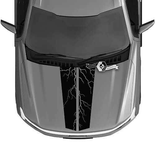 Hood Blackout Dual Decals Graphics Vinyl for Ford F-150 Lightning