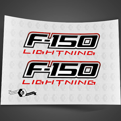 Pair Ford F-150 Lightning 2022 2023 Doors Logo Decals Stickers Graphics Vinyl Supdec Design