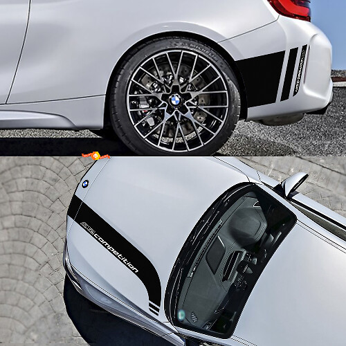 Hood and Rear Side Stripes Vinyl Decal Kit for BMW M2 Competition F87