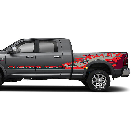 Csutom Text Splash Style Side Vinyl Decal Kit For Dodge Ram 