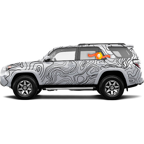 Topographic Map Full Body Vinyl Decal Kit For Toyota 4Runner