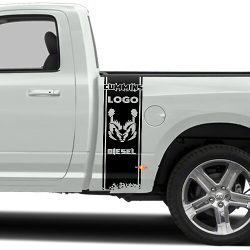 Cummins Hemi Diesel Stripes Bedside Vinyl Defcal Kit for Dodge Trucks
