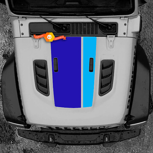Dual Different Widths Stripes Hood Vinyl Decal Sticker for Jeep Wrangler