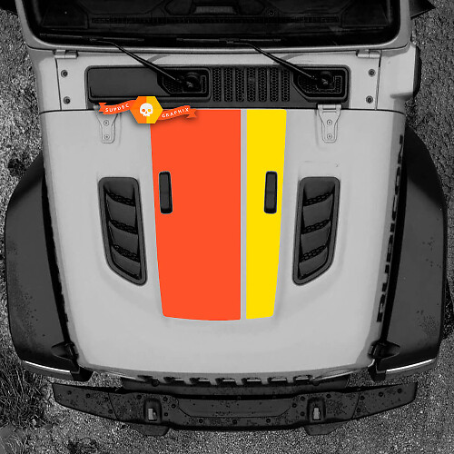 Twin Different Widths Stripes Hood Vinyl Decal Sticker for Jeep Wrangler
