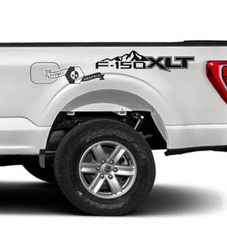 Pair Ford F-150 XLT  Bed Logo Mountains Fender Graphics Side Decal Sticker