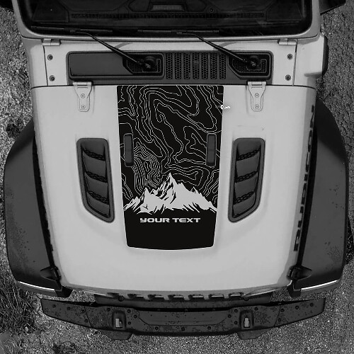 Topographic Map Mountains Banner Hood Vinyl Decal Sticker Graphics for Jeep Wrangler Rubicon JL