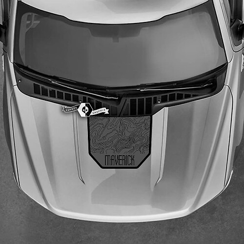 Topographic Map Hood Graphics Decals Stickers 2 Colors for Ford Maverick