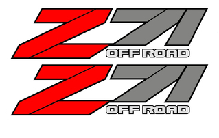 2 OFF ROAD 4x4 Z71 Graphic Decal Stickers fits Chevy Silverado GMC Sierra Red