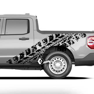 Pair Ford F-150 Maverick XLT Bed Tire Tracks Splash Mud Graphics Side Doors Decals Stickers