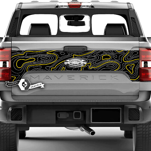 Tailgate Splash Topographic Map Side Graphics Decals Stickers 2 Colors for Ford F-150 XLT Maverick