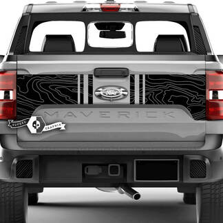 Ford F-150 XLT Maverick Tailgate Splitted Splash Topographic Map Graphics Side Decals Stickers