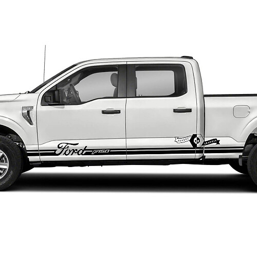 Bed Rocker Panel Stripe F-150 Logo Side Graphics Decals Stickers for Ford F-150 XLT