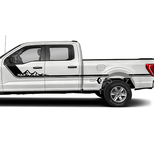 Side Bed Doors Mountains Stripe Logo Graphics Decals Stickers for Ford F-150 XLT
