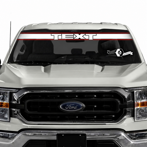 TEXT Red Edge Windshield Band Windshield Vinyl Decal Sticker for Ford F-150