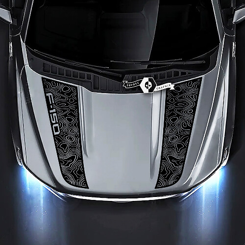 Hood Topographic Map Graphics Decals Stickers for Ford F-150 XLT