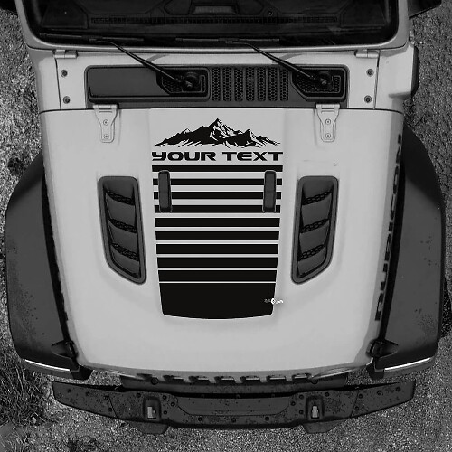 Rubicon Banner Mountains Lines Hood Vinyl Decal Sticker Graphics for Jeep Wrangler JL