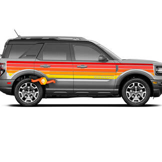 Pair Side Door SunSet Stripes Vinyl Decals Stickers for Ford Bronco 