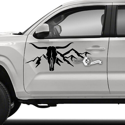 2x Toyota Tacoma Doors SR5 Side Deer Mountains Vinyl Decals Graphic Sticker
