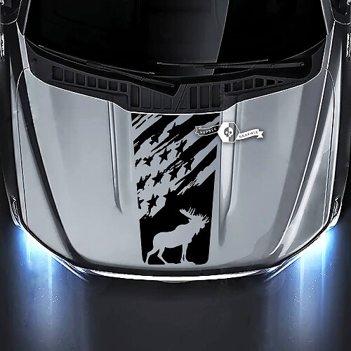 Moose USA Flag Hood Vinyl Decal for Musclecar truck 