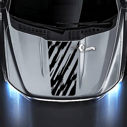 Torn Style Stripe Hood Vinyl Decal Sticker for Musclecar truck 2015-2020