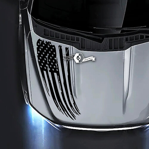 Hood Destroyed USA Flag Side Graphics Decals Stickers for Ford F-150 XLT STX