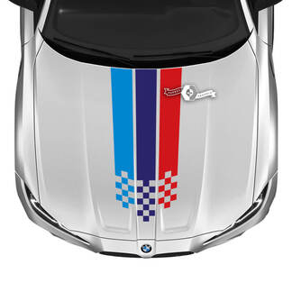 2021+ BMW M4 M3 G80 G82 G83 M Performance Hood M Color Center Checkerboard Flag Vinyl Decal Sticker