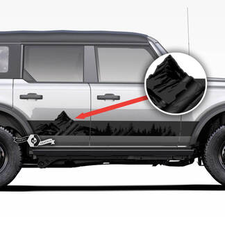 Pair of Mountains Style Rocker Panel Side Mountains Decals Stickers for Ford Bronco 2 Colors