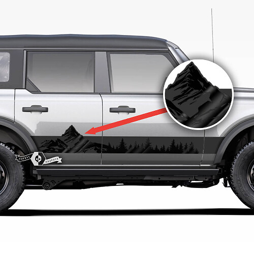 Pair Rocker Panel Side Mountains Decals Stickers 2 Colors for Ford Bronco